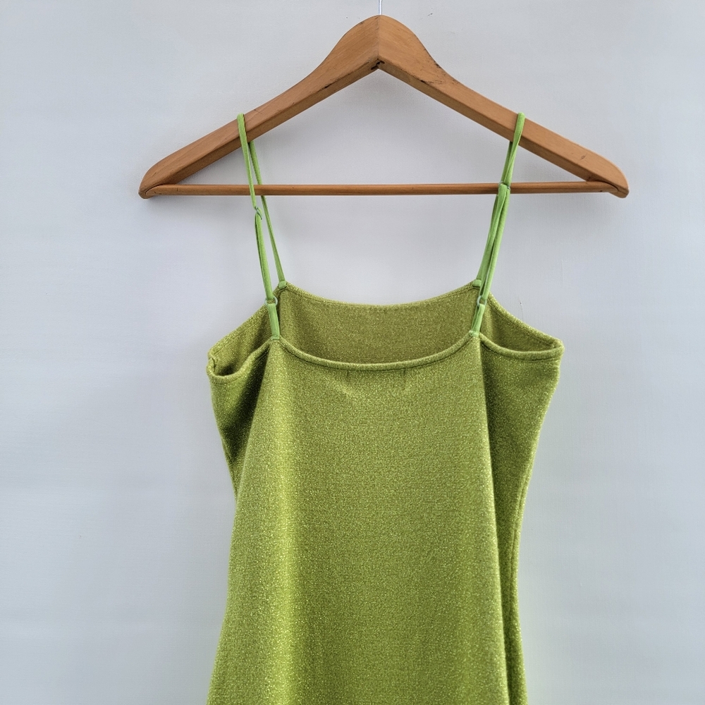 Resa Knit Collection Green Sheath Midi Dress Size Small Metallic Threading Boho - Picture 13 of 16